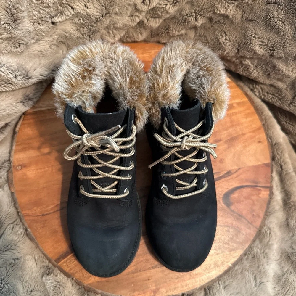Timberland Black Fur-Lined Kids Boots